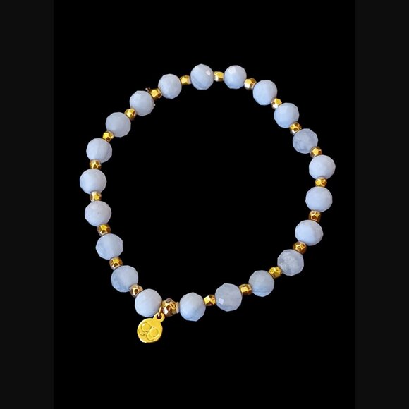 Gorjana Agate Power Crystal Gold Tone Stretch Bracelet OSFM - Picture 8 of 8